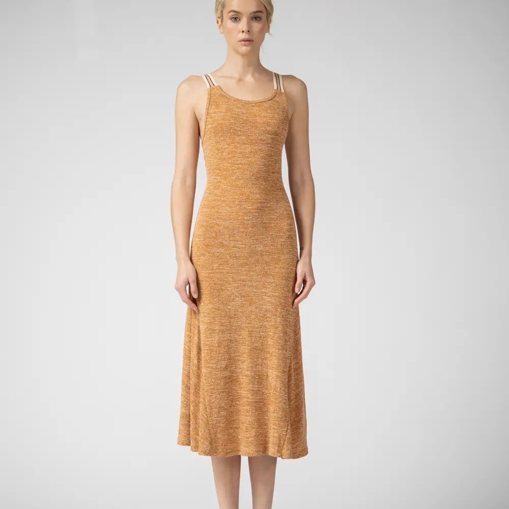 Cider Sleeveless Orange Midi Dress